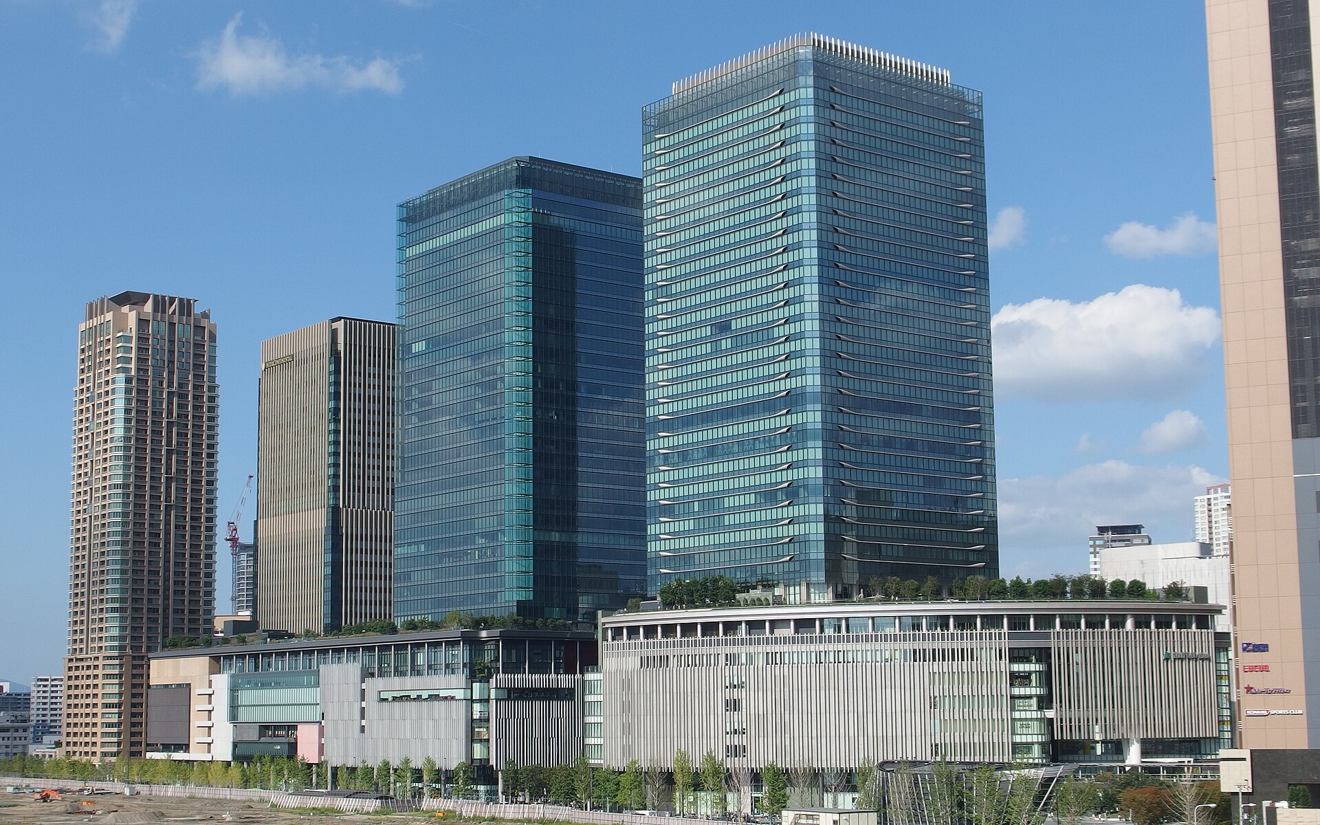 Glass towers and shopping complex of Grand Front Osaka beside Osaka Station