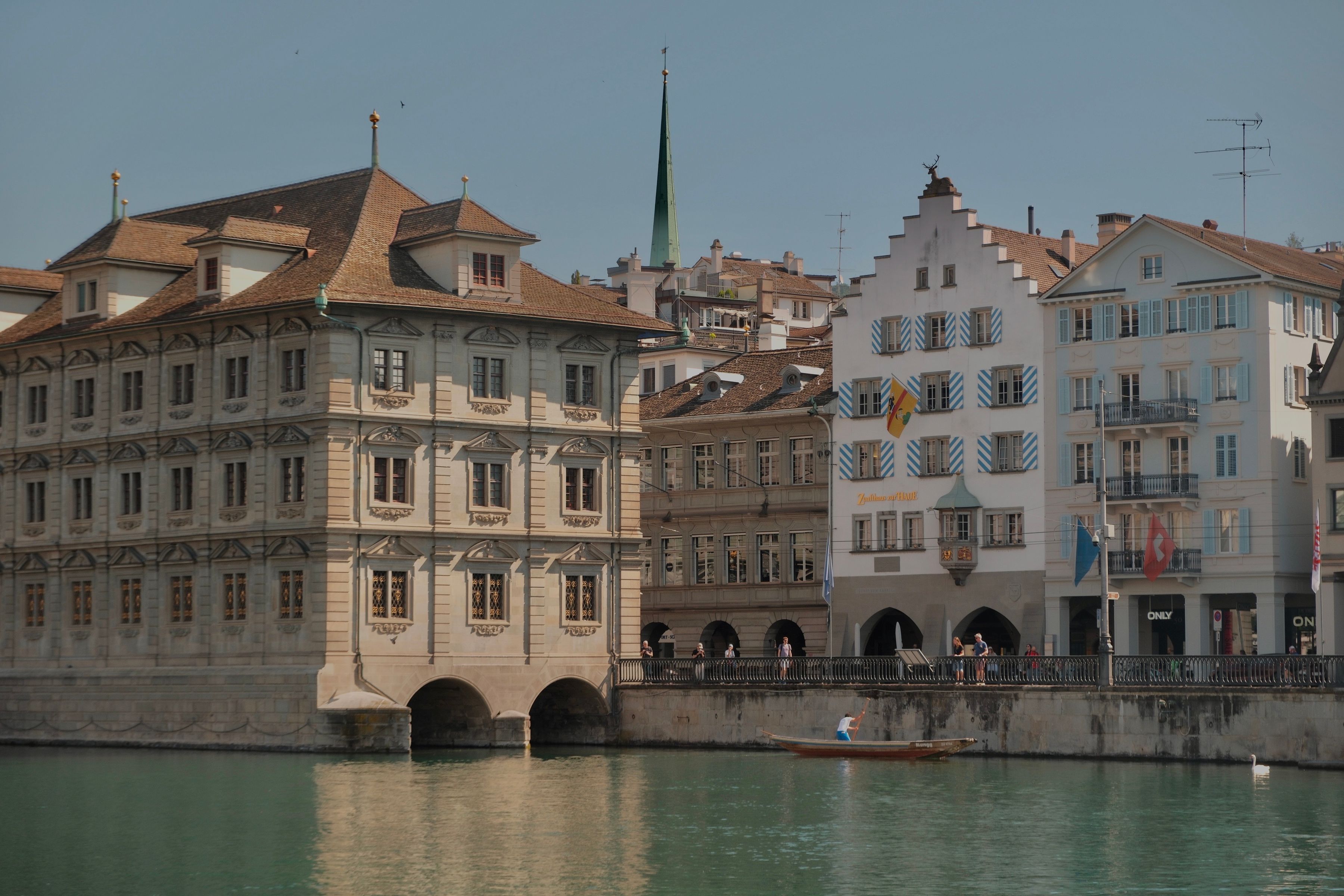 Historic Zurich old town buildings along the Limmat river